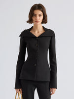 Proenza Schouler Front cropped image of model wearing Dara Jacket in Light Bi-Stretch Wool in Black