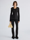Proenza Schouler Front full length image of model wearing Dara Jacket in Light Bi-Stretch Wool in Black