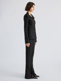 Proenza Schouler Side full length image of model wearing Dara Jacket in Light Bi-Stretch Wool in Black