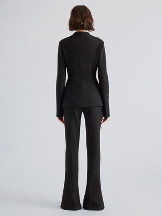 Proenza Schouler Back full length image of model wearing Dara Jacket in Light Bi-Stretch Wool in Black