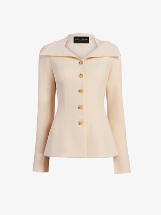 Proenza Schouler Still Life image of Dara Jacket in Light Bi-Stretch Wool in Ecru
