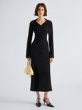 Proenza Schouler Front full length image of model wearing Carmen Dress in Matte Double Crepe in Black