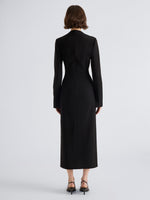 Proenza Schouler Back full length image of model wearing Carmen Dress in Matte Double Crepe in Black