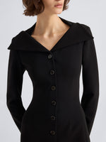 Proenza Schouler Detail image of model wearing Carmen Dress in Matte Double Crepe in Black