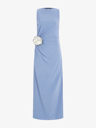Proenza Schouler Still Life image of Indria Dress In Matte Double Crepe in Periwinkle