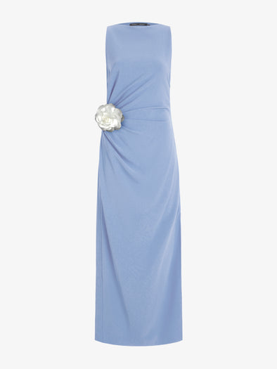 Proenza Schouler Still Life image of Indria Dress In Matte Double Crepe in Periwinkle