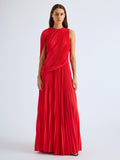 Proenza Schouler Front full length image of model wearing Olympia Gown in Textured Sheer Jersey in Poppy