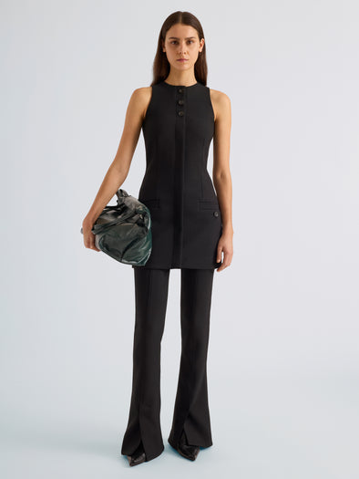 Proenza Schouler Front full length image of model wearing Dara Dress in Light Bi-Stretch Wool in Black