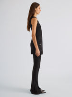 Proenza Schouler Side full length image of model wearing Dara Dress in Light Bi-Stretch Wool in Black