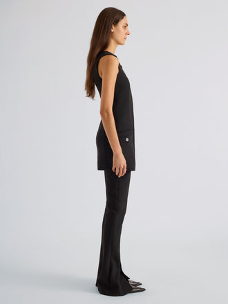 Proenza Schouler Side full length image of model wearing Dara Dress in Light Bi-Stretch Wool in Black