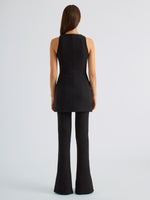 Proenza Schouler Back full length image of model wearing Dara Dress in Light Bi-Stretch Wool in Black