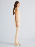 Proenza Schouler Side full length image of model wearing Dara Dress in Light Bi-Stretch Wool in Ecru
