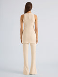 Proenza Schouler Back full length image of model wearing Dara Dress in Light Bi-Stretch Wool in Ecru