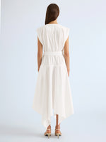Proenza Schouler Back full length image of model wearing Adina Dress in Classsic Cotton Poplin in Optic White