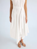 Proenza Schouler Detail image of model wearing Adina Dress in Classsic Cotton Poplin in Optic White