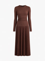 Proenza Schouler Still Life image of Rina Dress in Textured Sheer Jersey in Coffee