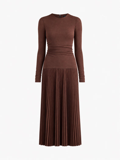 Proenza Schouler Still Life image of Rina Dress in Textured Sheer Jersey in Coffee