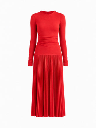 Proenza Schouler Still Life image of Rina Dress in Textured Sheer Jersey in Poppy