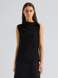 Proenza Schouler Front cropped image of model wearing Gwen Top in Matte Double Crepe in Black