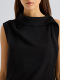 Proenza Schouler Detail image of model wearing Gwen Top in Matte Double Crepe in Black