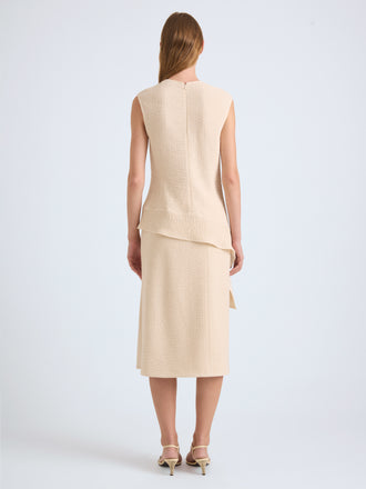 Proenza Schouler Back full length image of model wearing Lorna Top in Striated Suiting in Ecru
