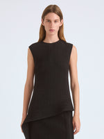 Proenza Schouler Front cropped image of model wearing Lorna Top in Striated Suiting in Black