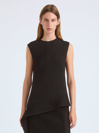 Proenza Schouler Front cropped image of model wearing Lorna Top in Striated Suiting in Black