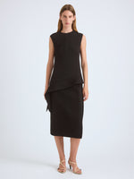 Proenza Schouler Front full length image of model wearing Lorna Top in Striated Suiting in Black