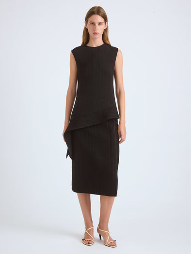 Proenza Schouler Front full length image of model wearing Lorna Top in Striated Suiting in Black