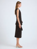 Proenza Schouler Side full length image of model wearing Lorna Top in Striated Suiting in Black