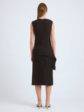 Proenza Schouler Back full length image of model wearing Lorna Top in Striated Suiting in Black