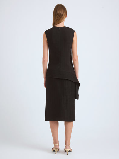 Proenza Schouler Back full length image of model wearing Lorna Top in Striated Suiting in Black