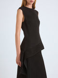 Proenza Schouler Detail image of model wearing Lorna Top in Striated Suiting in Black