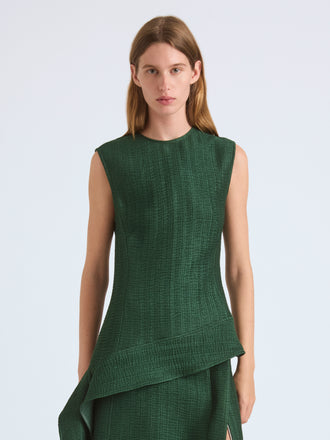 Proenza Schouler Front cropped image of model wearing Lorna Top in Striated Suiting in Pine