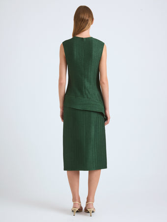 Proenza Schouler Back full length image of model wearing Lorna Top in Striated Suiting in Pine