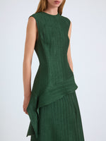 Proenza Schouler Detail image of model wearing Lorna Top in Striated Suiting in Pine