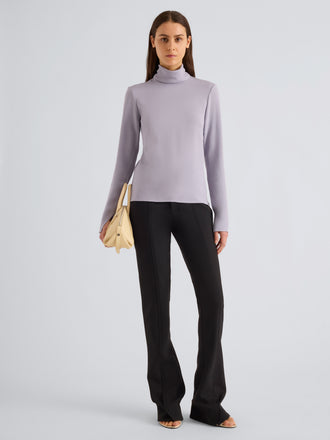 Proenza Schouler Front full length image of model wearing Jules Top in Cady in Shale