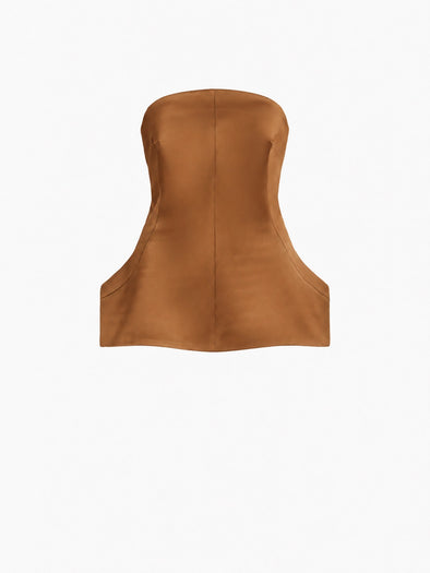 Proenza Schouler Still Life image of Margot Top in Viscose Satin in Bronze