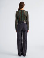 Proenza Schouler Back full length image of model wearing Mia Top in Printed Tissue Jersey in Black Multi