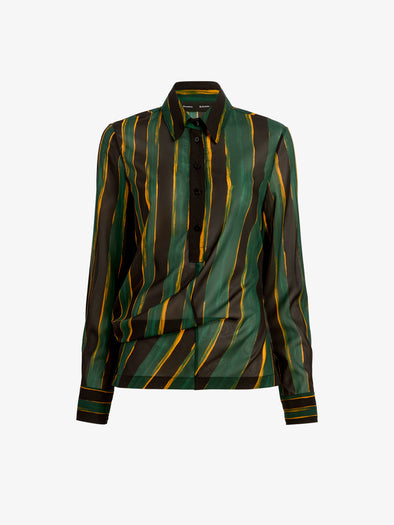Proenza Schouler Still Life image of Meret Top in Printed Stretch Silk Georgette in Black Multi