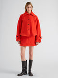 Proenza Schouler Front full length image of model wearing Clarice Skirt in Casentino Wool in Flame