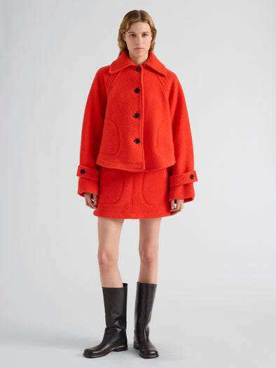 Proenza Schouler Front full length image of model wearing Clarice Skirt in Casentino Wool in Flame