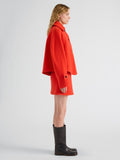 Proenza Schouler Side full length image of model wearing Clarice Skirt in Casentino Wool in Flame