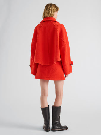 Proenza Schouler Back full length image of model wearing Clarice Skirt in Casentino Wool in Flame