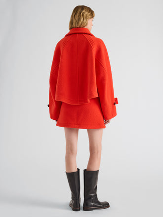 Proenza Schouler Back full length image of model wearing Clarice Skirt in Casentino Wool in Flame