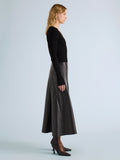 Proenza Schouler Side full length image of model wearing Kenza Skirt in Nappa Leather in Black