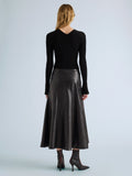 Proenza Schouler Back full length image of model wearing Kenza Skirt in Nappa Leather in Black