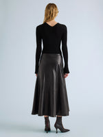 Proenza Schouler Back full length image of model wearing Kenza Skirt in Nappa Leather in Black