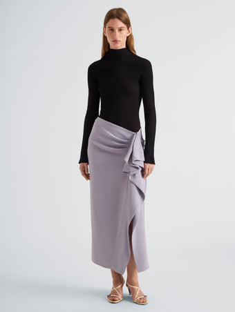 Proenza Schouler Front full length image of model wearing Cella Skirt in Cady in Shale