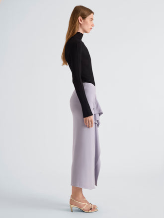 Proenza Schouler Side full length image of model wearing Cella Skirt in Cady in Shale